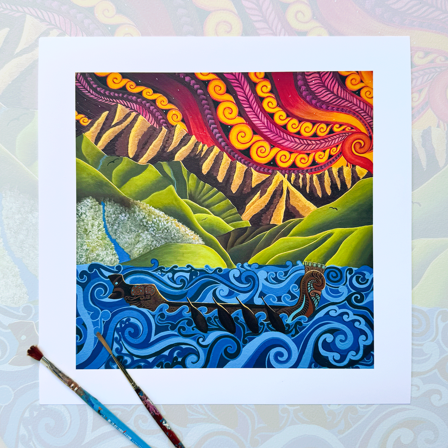 'Te Waka o te Hekenga' (New Version) Fine Art Print
